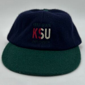 VINTAGE Kent State University Wool Hats‎ Mens OSFA Blue Strap Back Harpurs NEW